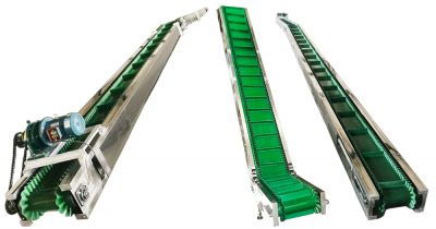 Stainless steel climbing type baffle belt conveyor with skirts